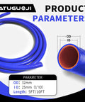 5Ft Inner Diameter 1 Inch Silicone Heater Hose For Your Vehicle Cooling System Blue Reinforced Polyester Braided Tubing 232 Psi Burst Pressure 4mm Thick Includes 5 Clamps Sturdy Radiator And Coolant Hose coiled with dimensions illustrated
