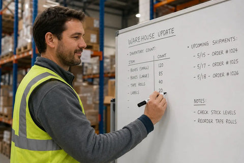 Person using a 40 Count Black Dry Erase Markers With Low Odor Ink And Chisel Tip For Classrooms And Offices on whiteboard.