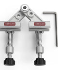 Top view of 10 To 180 Degree Adjustable Tube Clamp With Swing Jaw Aluminum Alloy Right Angle Corner Clamp and included hex key.