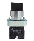 Rotary Switch With 2-Position Maintained Selector No NC Latching, 22mm Panel Mount, 220VAC 10A, front view