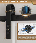 Heavy Duty Sliding Barn Door Hardware Kit With Upgraded Two Point Screw Fixation Modular Track System For A Single Door 30 To 36 Inches Quiet Smooth Sliding Easy To Install showing a close-up of high-grade roller with solid bearings