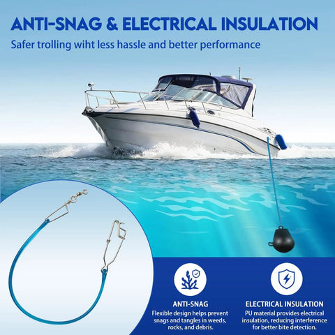 Beefy Downrigger Snubber With Ball Bearing Swivel And Snap Heavy Duty Trolling Snubber For Offshore Fishing Planer Boards And Kites Superior Shock Absorption To Protect Gear And Lines, boat use