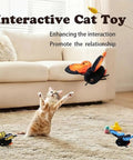 Smart Sensing Flapping Butterfly Cat Toy With Auto Activation That Triggers When Your Cat Approaches Realistic Flutter Motion Sparks Play Engages Hunting Instincts Totally Interactive Blue Butterfly Toy For Cats To Chase And Pounce, cat on rug