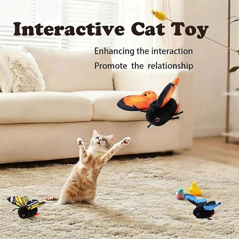Smart Sensing Flapping Butterfly Cat Toy With Auto Activation That Triggers When Your Cat Approaches Realistic Flutter Motion Sparks Play Engages Hunting Instincts Totally Interactive Blue Butterfly Toy For Cats To Chase And Pounce, cat on rug