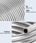 Stainless steel tubing coil, 3/8 in diameter, 50 ft long, 304 stainless, wort chiller for beer brewing