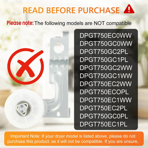 Dryer Repair Kit With Drum Roller Belt And Idler Pulley Replacement for Most Dryers includes compatibility warning