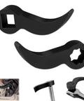 Pry Bar Wrench Adapter Head Set For Half Inch Square Drive Pro Grade Heavy Duty Crowbar Adapter Tool, dual black heads with attachments