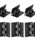 Six Pack 3 Inch Weld On Steel Butt Hinges Heavy Duty Rust Resistant Weldable Hinge Set shown in two angles