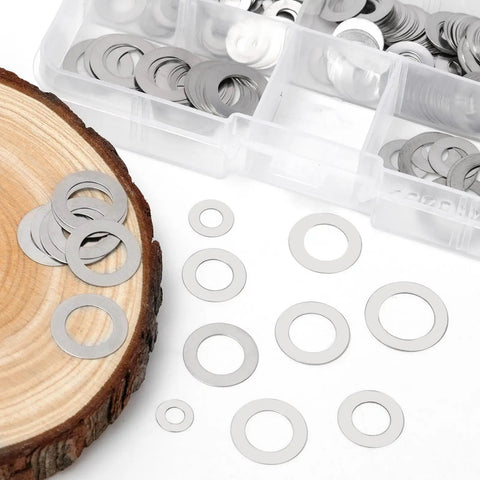 175 Piece 304 Stainless Steel Flat Washers Set In 6 Sizes M4 M5 M6 M8 M10 M12 With Clear Storage Box For Screws Bolts And All Your Hardware Projects Pro Grade Durable Spacer Shim Kit, assorted washers