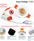 Diagram of 2 Inch LED Downlight 12 Pack Recessed COB Dimmable Ceiling Lights 3W 3000K Warm White CRI80 With LED Driver Low Power Aluminum Housing