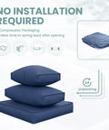 Navy cushion stack for Outdoor Cushions Set for Patio Furniture With Five Pillows Weatherproof Navy Replacement Cushions 4 Inch Deep Seats for 4 Seat Sectional Sofa Couch All Weather Comfort