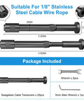 Diagram of Swageless Cable Railing Tensioners One Eighth Inch, Twenty Pack, Black Stainless Steel 316 Fittings, included wrenches