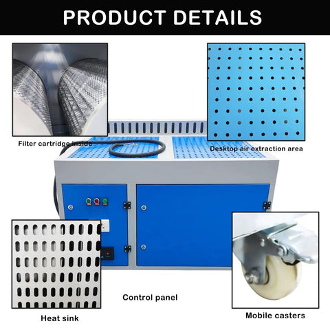 Downdraft Table Dust Collector For Metal Working And Welding Fume Extraction With Multi Stage Purification, details view