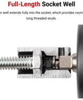 Close-up of socket well from the One Quarter Inch Drive Shallow And Deep 6-Point Impact Socket Set With Case, 61-Piece, SAE And Metric Sizes.