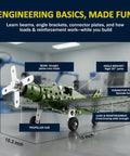 Metal Airplane Building Kit For Kids Ages 8 16 285 Piece DIY Mechanical Engineering Set with labeled parts on display