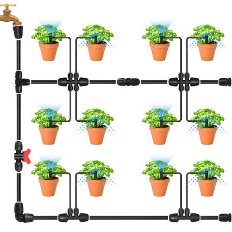 Garden layout using 10 Pack Reducing Tee Connectors For Drip Irrigation Five Sixteenths To One Quarter Inch Splitter Tee