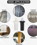 Top Shelf Cabinet Door Repair Pins Heavy Duty Metal Plastic Damper Hardware 20 Pack shown with applications for cabinets and wardrobes.