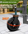 Heavy Duty 6 Inch Gate Wheels For Metal Tube And Wooden Fences, 500 Lb Capacity Per Wheel, 360 Degree Rotation shown installed