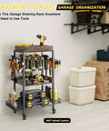 Power Tool Organizer Rolling Cart For Garage Storage And Workshop Organization Tool Rack And Drill Holder Shelving On Wheels