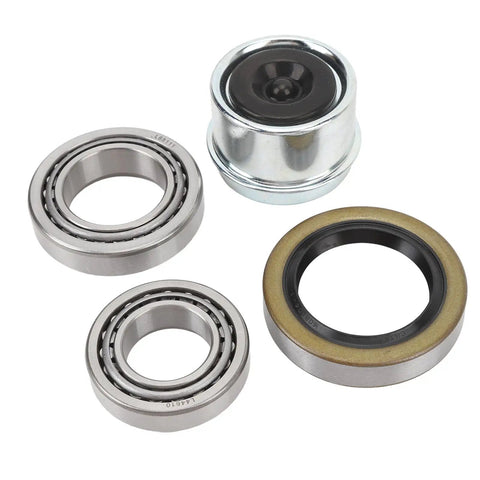 Seven Piece Boat Trailer Wheel Hub Bearing Kit For 3500 Lb Axles With 1.98 Inch Dust Cover And Grease Seal Fits 1 1/16 To 1 3/8 Inch Spindles