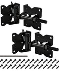 Heavy Duty Self-Closing Gate Hinges For Wooden And PVC Fences, Adjustable Spring Tension, Self-Closing Gate Hardware Kit, Black Finish, 2-Pack For Garden Gates And Fences, black steel hinges and screws
