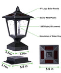 Outdoor Solar Powered Post Cap Lights For 4x4 Wood Posts, Waterproof Lantern Caps details and dimensions view