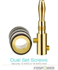 Banana Plugs 24K Gold Plated, 12 Pairs Closed Screw Speaker Plug Connectors for Speaker Wire, Wall Plates, Home Theater, AV Receivers, Amplifiers and Sound Systems, Easy Install with Secure Fit and Crystal Clear Audio, dual set screws