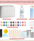 8 Lb Air Dry Clay Kit With 100Ml Gloss Glaze Varnish And 27-Piece Pottery Tools Sculpting Set image with clay and tools
