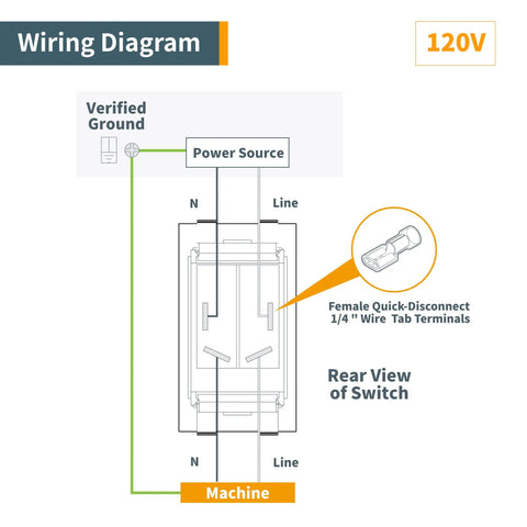 Wiring diagram detailing connections for Straight Up Heavy Duty Plug And Play Dual Voltage Safety Toggle Switch 16 Amp On Off.