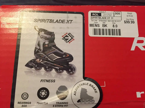 Spirit Blade Xt Inline Skates for Men Size 8.0 Black and Orange on Retail Packaging Box