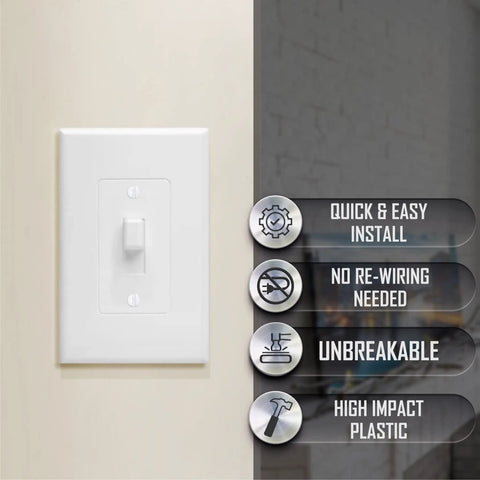 Masque 1 Gang Decorator Style Toggle Switch Cover Up Wall Plate White 5 Pack Jumbo Size To Hide Old Outlets And Paint Edges
