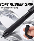 12 Pack Gel Pens 0.7mm Medium Point Black Ink With 6 Extra Refills Retractable Silent Click, featuring soft rubber grip