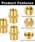 Heavy Duty 1/4 Inch NPT Female To Female Brass Hex Coupler Pipe Fitting 8 Pack Air Hose Adapter showing precision manufacturing features.