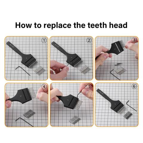 Leather Hole Punch Kit With 3 Interchangeable Modes For Round Holes And Lacing Stitching tool head replacement steps