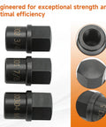 Heavy Duty Tie Rod End Remover Kit With Three Removal Tools For 7/8 14, 3/4 16 And M20 By 1.5 Threaded Ends, black steel sockets