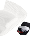 100 Pack Disposable Hat Sweat Liners For Baseball Caps, Sweat Absorption Shield For Men And Women, showing product and application example