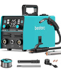 3 In 1 MIG TIG Stick Welder, 145 Amp, 110V 220V Gasless Flux Core Welder With Digital Screen, Portable unit front view