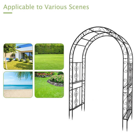 Built Tough 7Ft Steel Garden Arbor With Side Trellis Rust Resistant Powder Coated Archway in outdoor settings