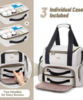 Large Medicine Storage Bag With Two Removable Cases Travel Organizer With Multiple Compartments Durable Beige With Shoulder Strap And Handles
