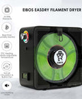 3D Printer Filament Dryer Box With Fan, Adjustable Temperature And Humidity Control, showing spool holder and control panel