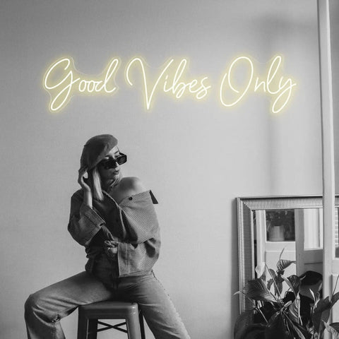 Good Vibes Only Neon Sign For Walls Large LED Neon Light For Bedroom Party Bar Café Shop Decor Warm White 56 By 13 Inches