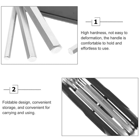 Awesome 8-Piece Folding Hex Key Wrench Set With Star And Screwdriver Functions Perfect Portable Bike Repair Tool Kit For Automotive And Household Maintenance Adventures, folded stainless steel tool set