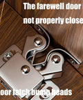 Heavy Duty Double Roller Cabinet Door Catches For Wardrobe And Cupboard Smooth Glide Metal hardware in open position on wood surface.