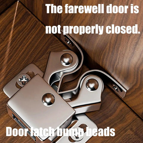 Heavy Duty Double Roller Cabinet Door Catches For Wardrobe And Cupboard Smooth Glide Metal hardware in open position on wood surface.