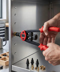 Using Heavy Duty Rivet Nut Tool Set 13 Inch Carbon Steel Kit With M3 M12 Mandrels to install rivet in metal sheet