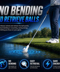 Golfer using Pressure Golf Ball Retriever With Thick Stainless Steel Shaft And Rubber Grip for ball pick-up from water.