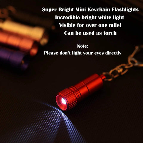 Ten Pack Mini LED Keychain Flashlights With Hooks For Camping And Grab And Go Everyday Carry, Ultra Compact 4 Cm Size, Battery Included, Five Color Assortment With Two Per Color, Travel Ready Night Light For Spontaneous Runs And Quick Fixes