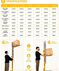 Heavy Duty 60 Or 80 Kg Lifting Jack for Warehousing and Material Handling, showcasing specifications and height capabilities.