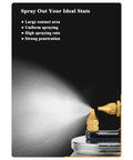 No Hassle Siphon Air Spray Gun For Flawless Sprays Of Latex Paint Enamel And Stain Featuring Tough Composite Body showing spray nozzle with fine mist.