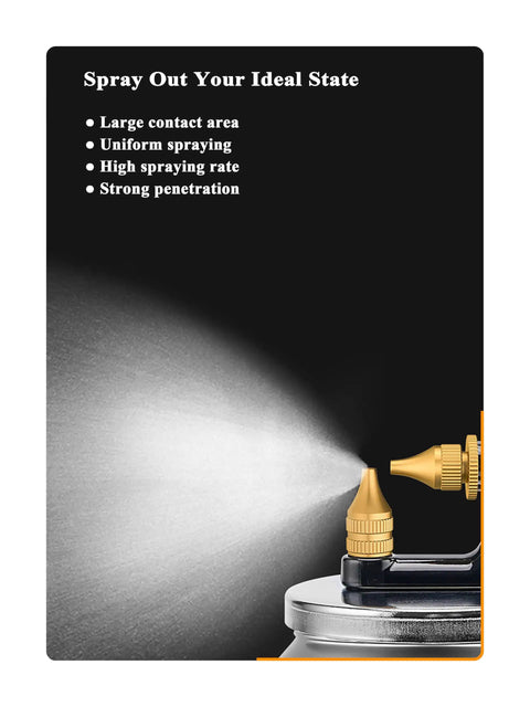 No Hassle Siphon Air Spray Gun For Flawless Sprays Of Latex Paint Enamel And Stain Featuring Tough Composite Body showing spray nozzle with fine mist.